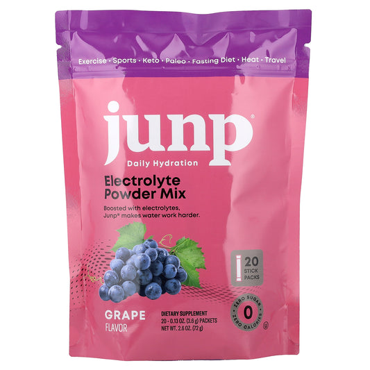 JUNP Hydration, Electrolyte Powder Mix, Grape, 20 Stick Packs, 0.13 oz (3.6 g) Each