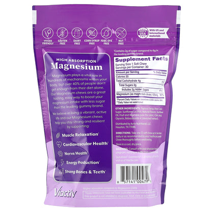 Viactiv, High Absorption Magnesium, Mixed Berries, 125 mg, 30 Soft Chews