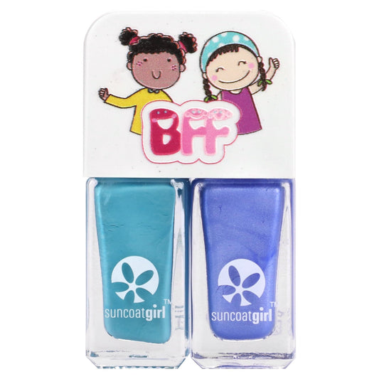 SuncoatGirl, Twinnies Nail Polish Duo Set, Creamy Turquoise & Shimmery Sky Blue, 2 Piece Set