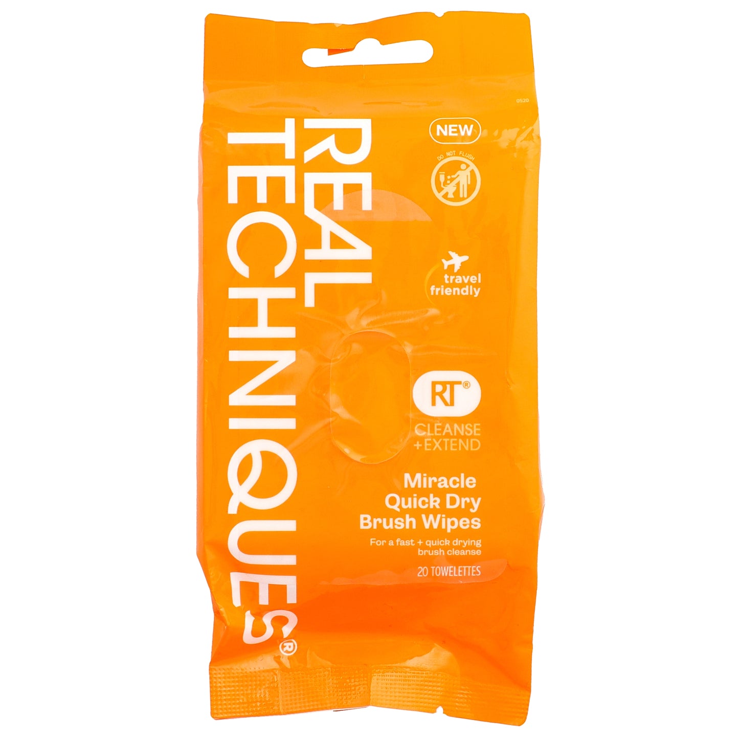 Real Techniques, Cleanse + Extend, Miracle Quick Dry Brush Wipes, 20 Wipes