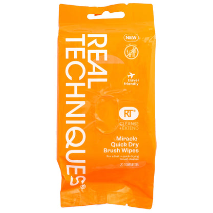 Real Techniques, Cleanse + Extend, Miracle Quick Dry Brush Wipes, 20 Wipes