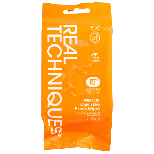 Real Techniques, Cleanse + Extend, Miracle Quick Dry Brush Wipes, 20 Wipes