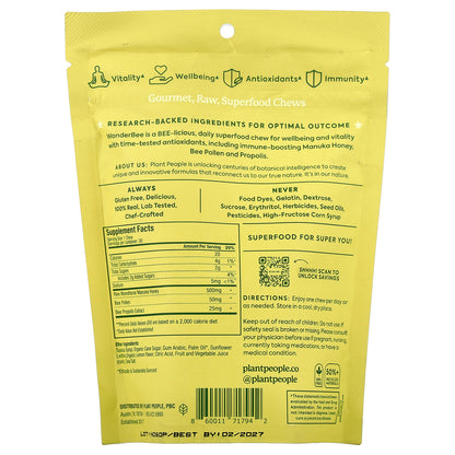 Plant People, WonderBee®, Superfood Honey Chews, Lemon, MGO 400+ , 30 Chews
