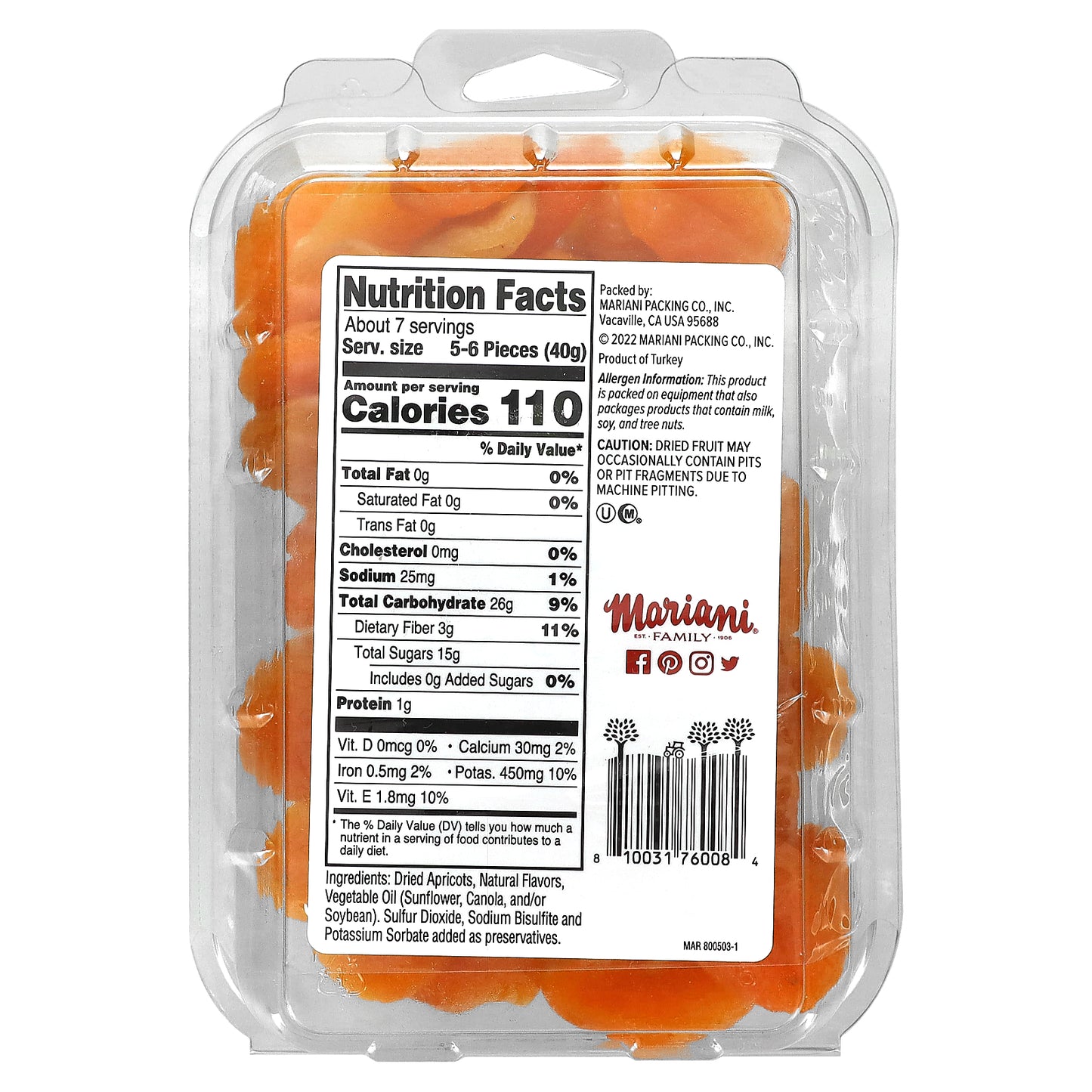 Mariani Dried Fruit, Apricots, 10 oz (284 g)