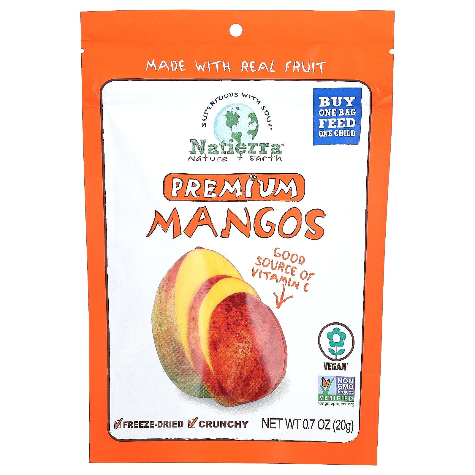 Natierra, Premium Freeze-Dried Mangos, 0.7 oz (20 g)