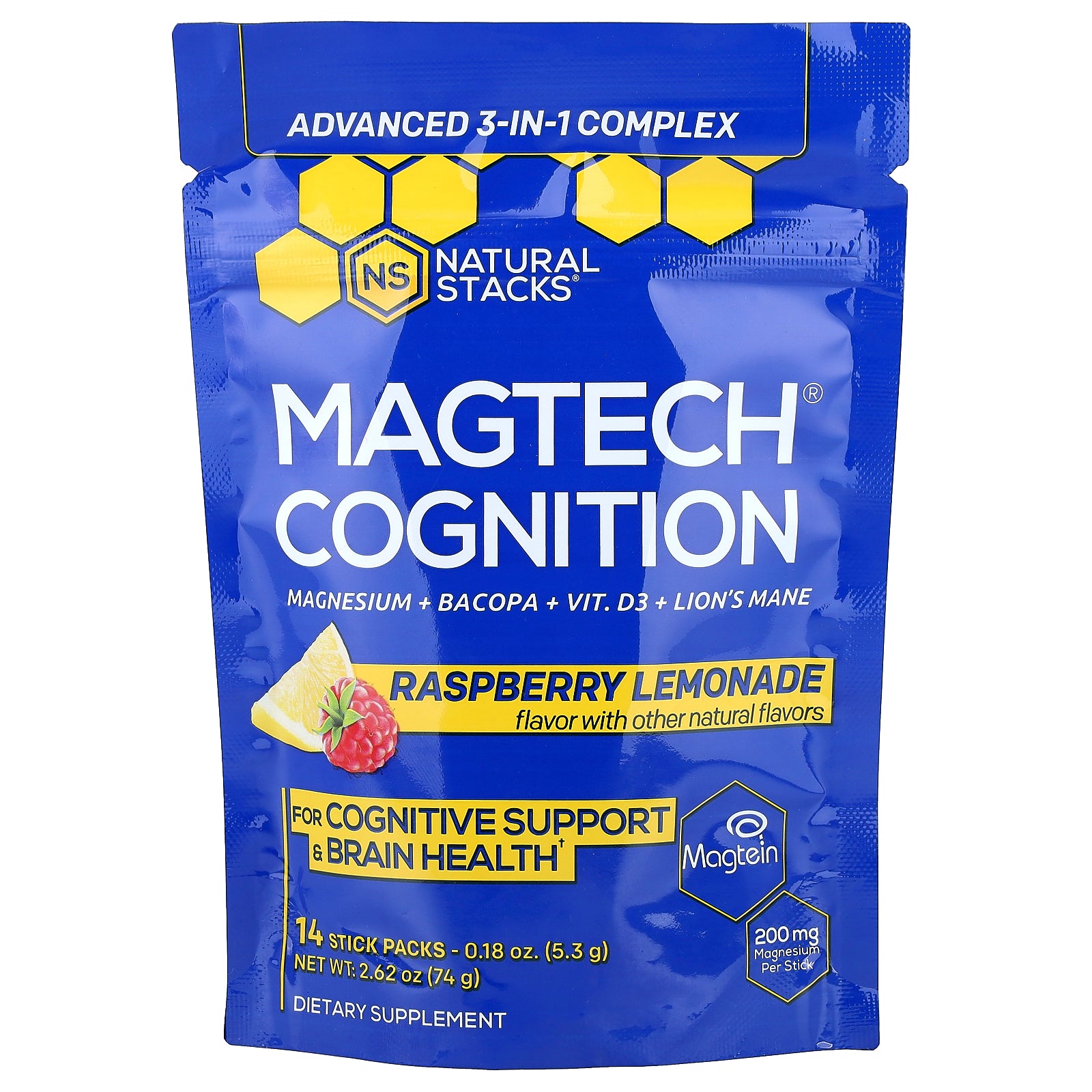 Natural Stacks, Magtech® Cognition, Raspberry Lemonade, 14 Stick Packs, 0.18 oz (5.3 g) Each