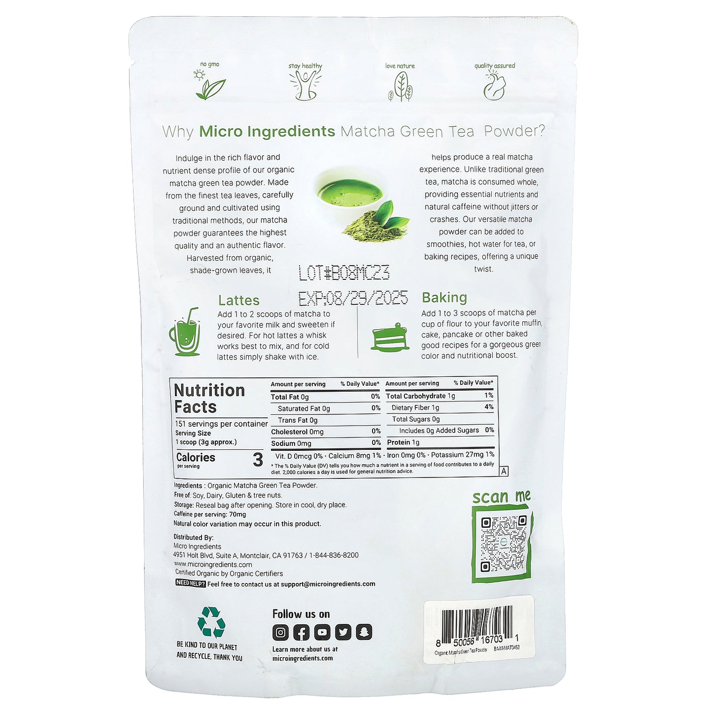 Micro Ingredients, Organic Matcha Green Tea, 1 lb (454 g)