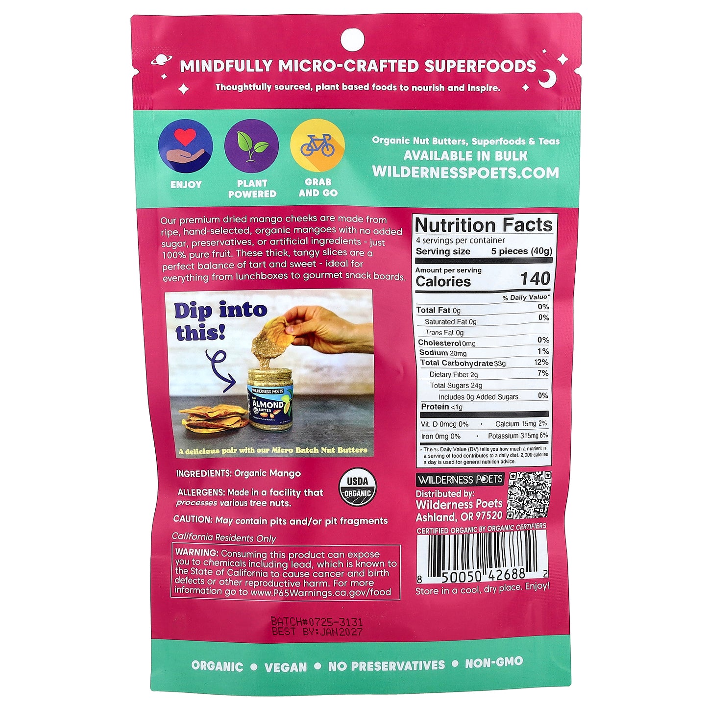 Wilderness Poets, Dried Mango Cheeks, 6 oz (170 g)