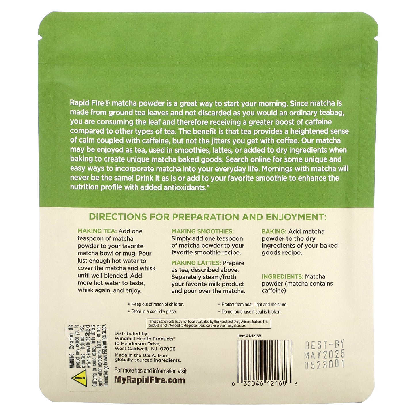 RAPIDFIRE, Matcha Tea, Japanese Green Tea, 2.12 oz (60 g)