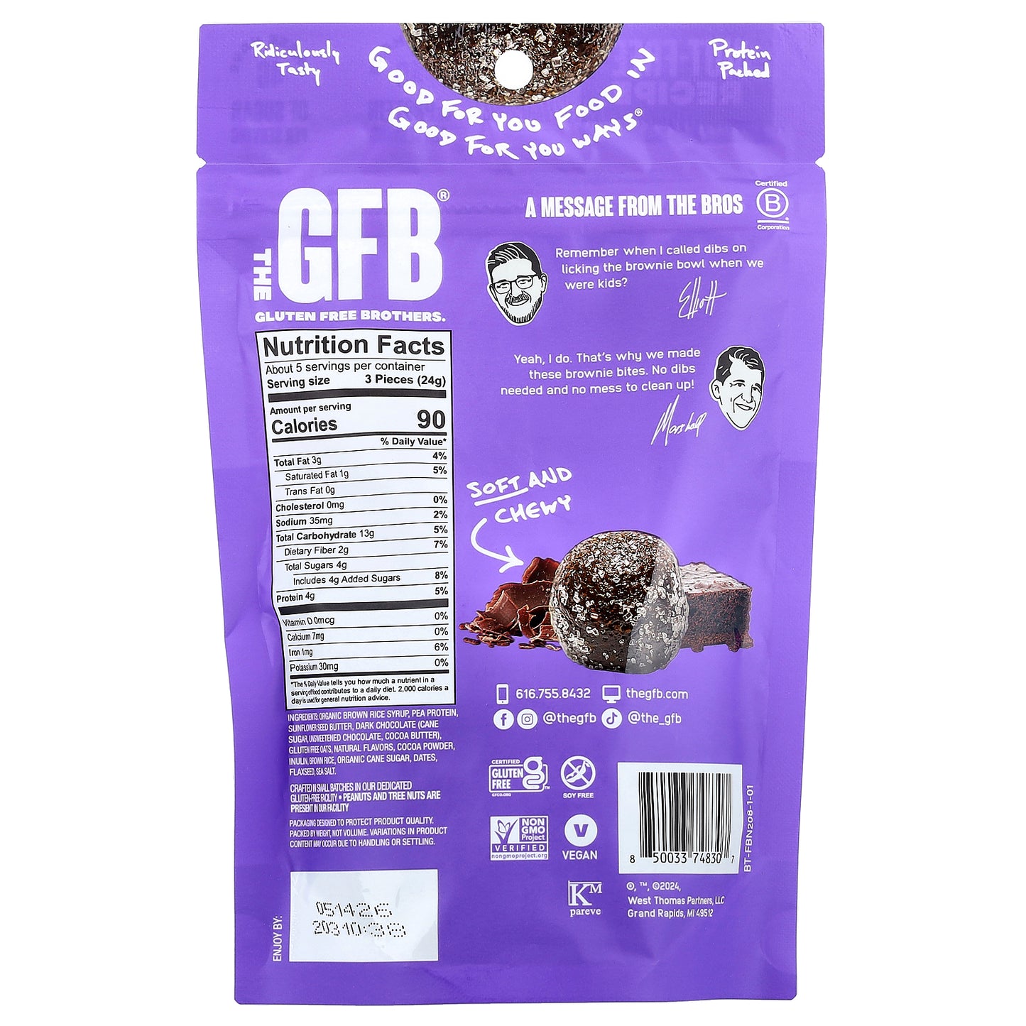 The GFB, Gluten Free Cookie Bites, Fudge Brownie, 4 oz (113 g)