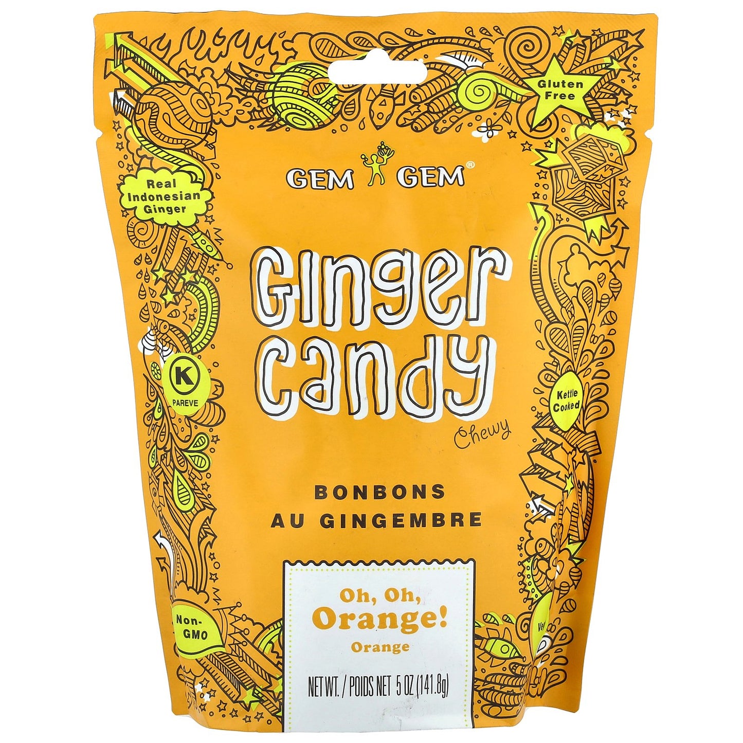 Jayone, Chewy Ginger Candy, Oh, Oh, Orange!, 5 oz (141.8 g)