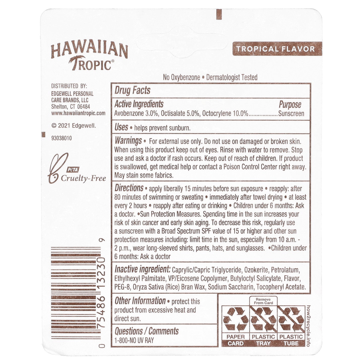 Hawaiian Tropic, Sunscreen Stick Lip Balm, SPF 30, Tropical , 0.14 fl oz (4.25 g)