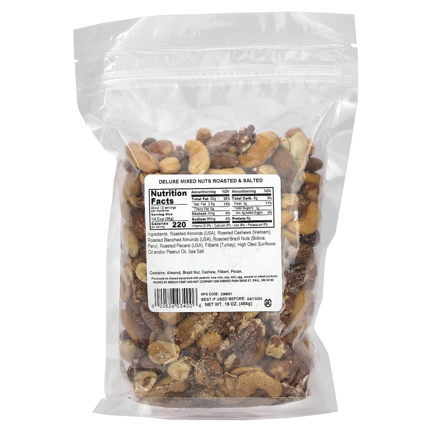 Bergin Fruit and Nut Company, Deluxe Mixed Nuts, Roasted & Salted, 16 oz (454 g)