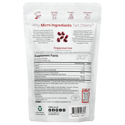 Micro Ingredients, Tart Cherry+, 300 Softgels