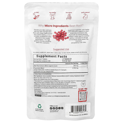 Micro Ingredients, Beet Root, 400 Tablets