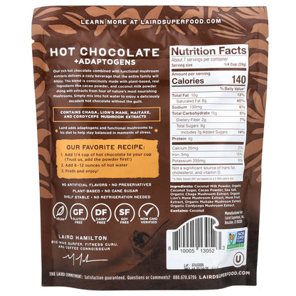 Laird Superfood, Hot Chocolate + Adaptogens, 8 oz (227 g)