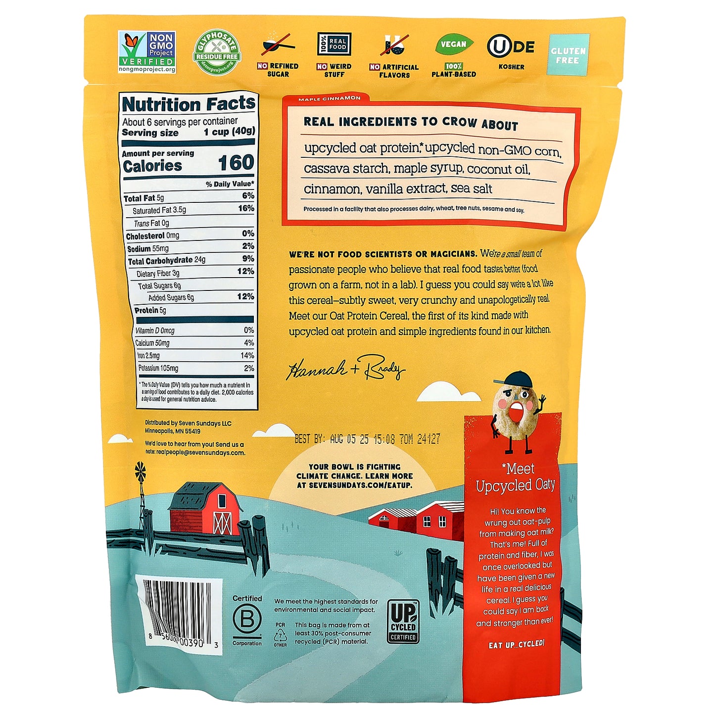 Seven Sundays, Oat Protein Cereal, Maple Cinnamon, 8 oz (227 g)