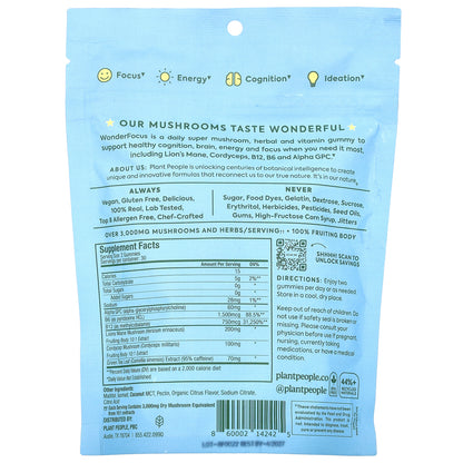 Plant People, WonderFocus®, Mushroom Gummies, Juicy Citrus, 60 Gummies