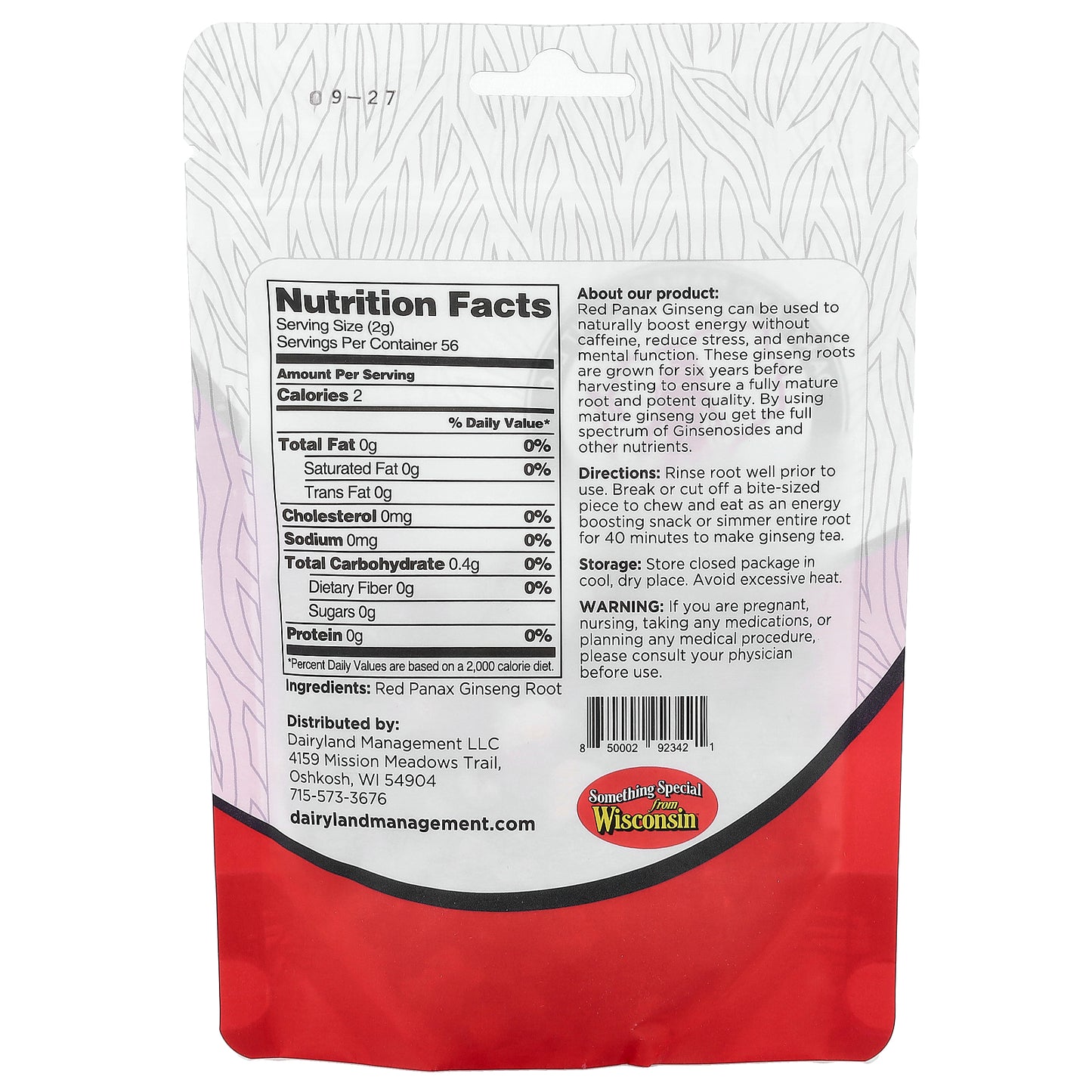 Dairyland Ginseng, Red Panax Ginseng Slices, 4 oz