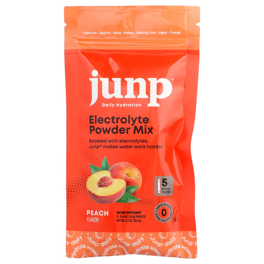 JUNP Hydration, Electrolyte Powder Mix, Peach, 5 Stick Packs, 0.14 oz (3.9 g) Each