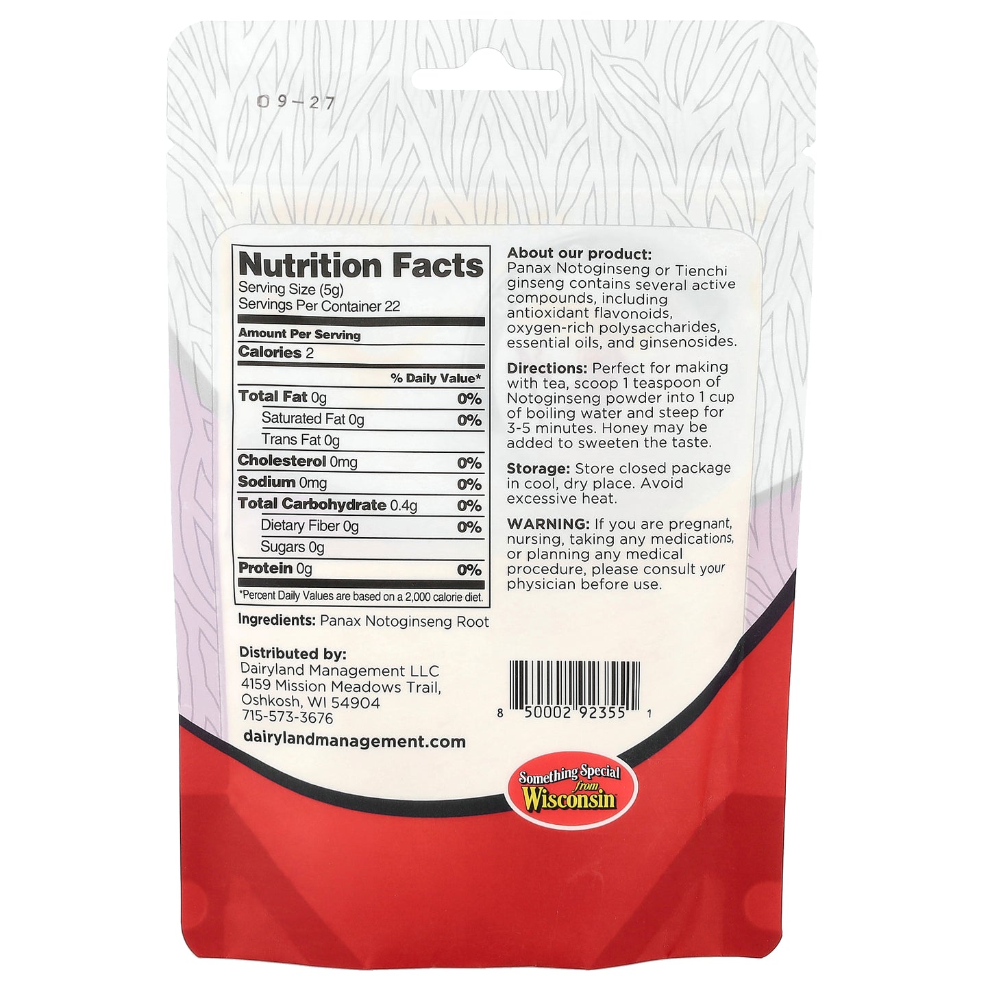 Dairyland Ginseng, Noto Ginseng Powder, 4 oz