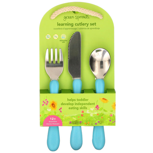 Green Sprouts, Learning Cutlery Set, 12+ Months, Aqua, 1 Set