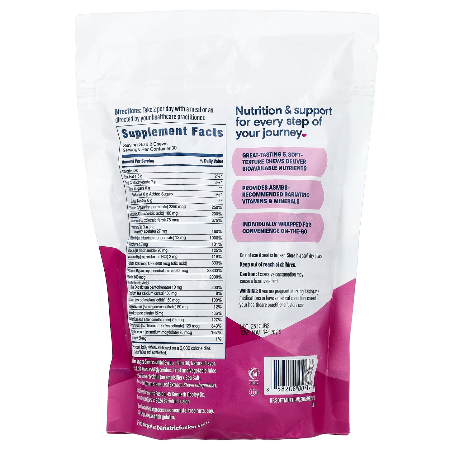 Bariatric Fusion, Multivitamin Soft Chew, Mixed Berry, 60 Soft Chews