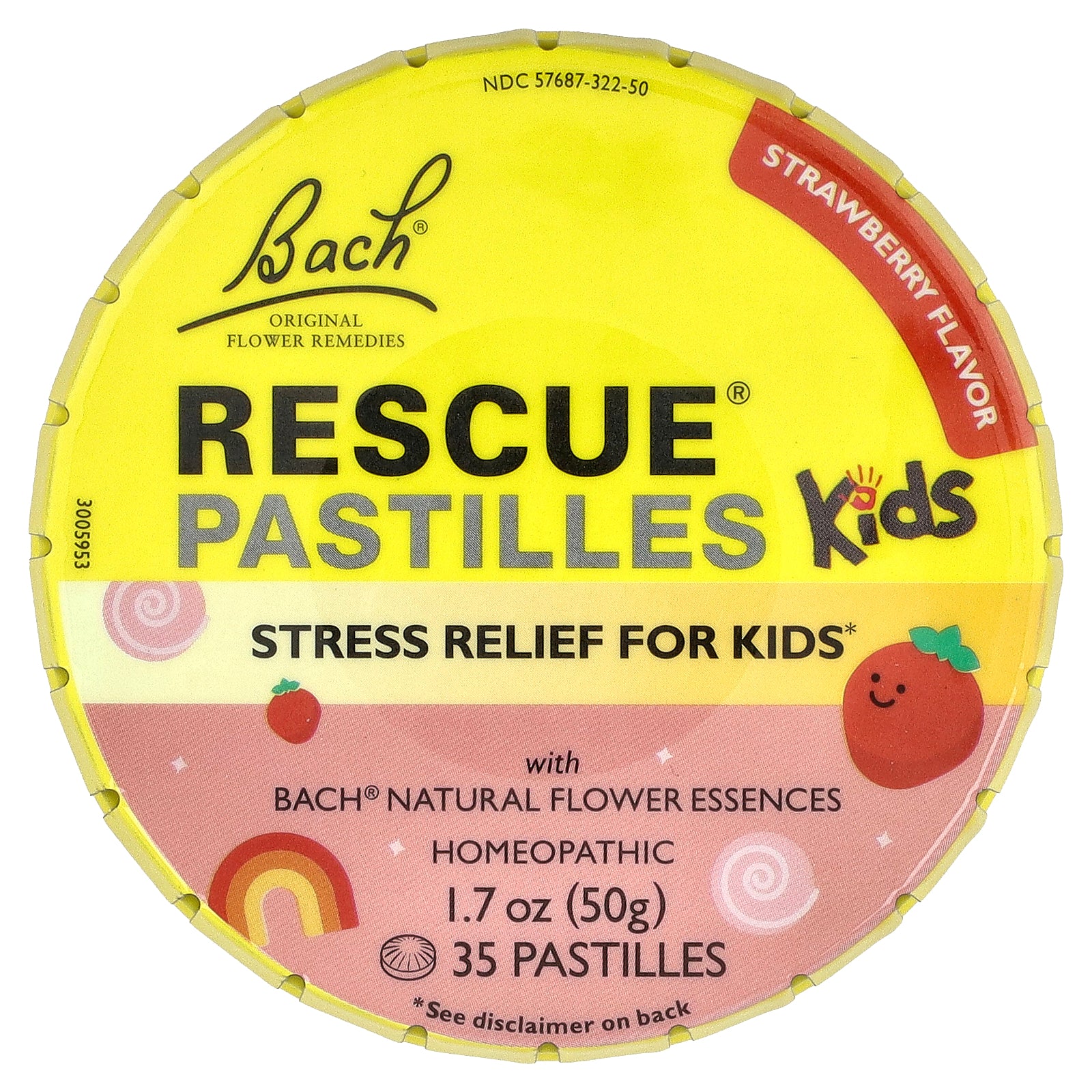 Bach, Rescue® Pastilles Kids, Stress Relief, Strawberry, 35 Pastilles, 1.7 oz (50 g)