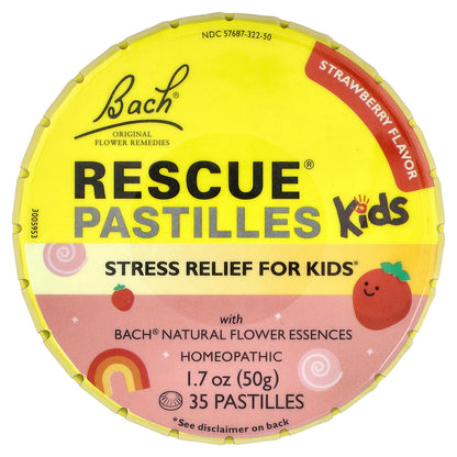 Bach, Rescue® Pastilles Kids, Stress Relief, Strawberry, 35 Pastilles, 1.7 oz (50 g)