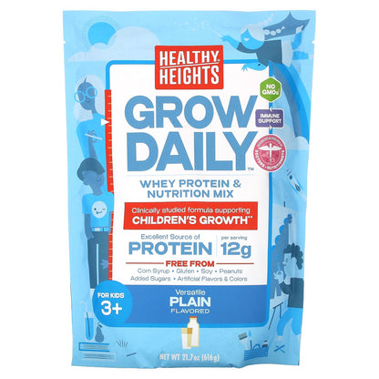 Healthy Heights, Grow Daily, Whey Protein & Nutrition Mix, For Kids 3+, Plain, 21.7 oz (616 g)