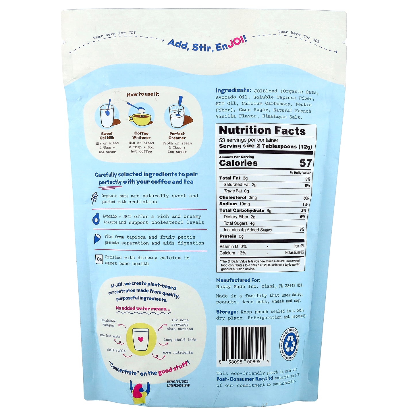 JOI, Oat Milk Creamer, French Vanilla, 1.42 lb (644 g)