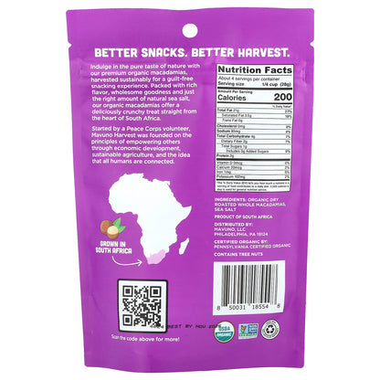 Mavuno Harvest, Organic Macadamias, Roasted With Sea Salt, 4 oz (112 g)