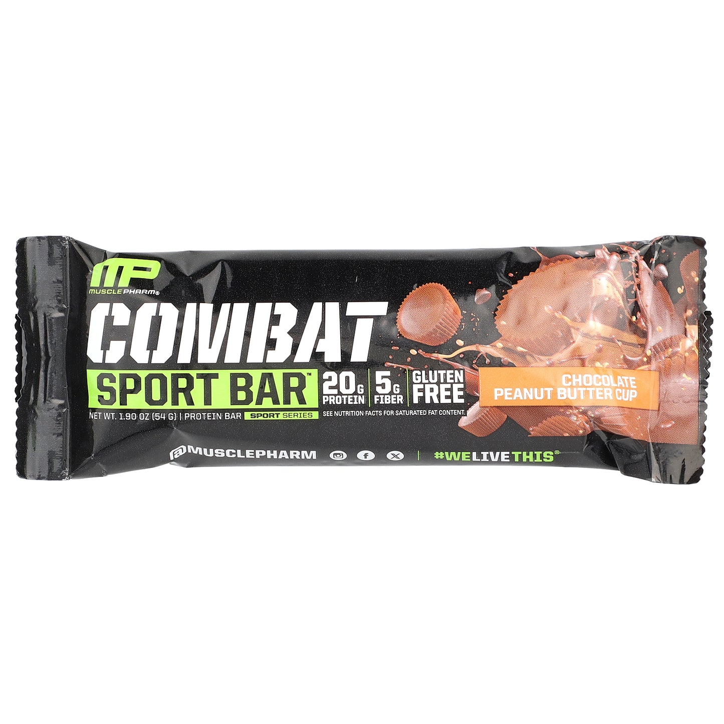 MusclePharm, Combat Sport Bar™, Chocolate Peanut Butter Cup, 1.90 oz (54 g)