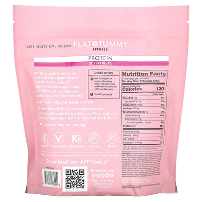 Flat Tummy, Fitness, Protein Drink Mix, Superfruits, Natural Chocolate , 18.27 oz (518 g)