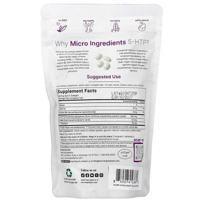 Micro Ingredients, 5 HTP + Gaba, L-Theanine, Vitamin B6, 240 Softgels