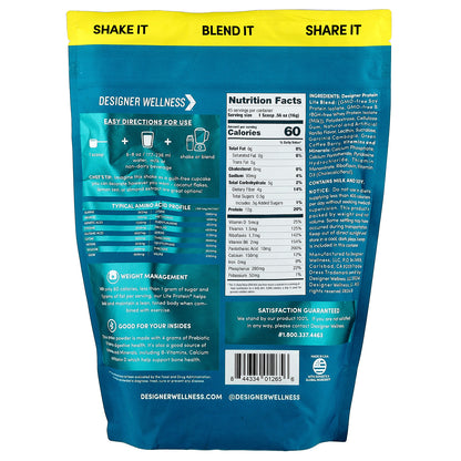 Designer Wellness, Designer Lite®, Plant + Whey Protein Powder, Vanilla Cupcake, 1.6 lb (720 g)