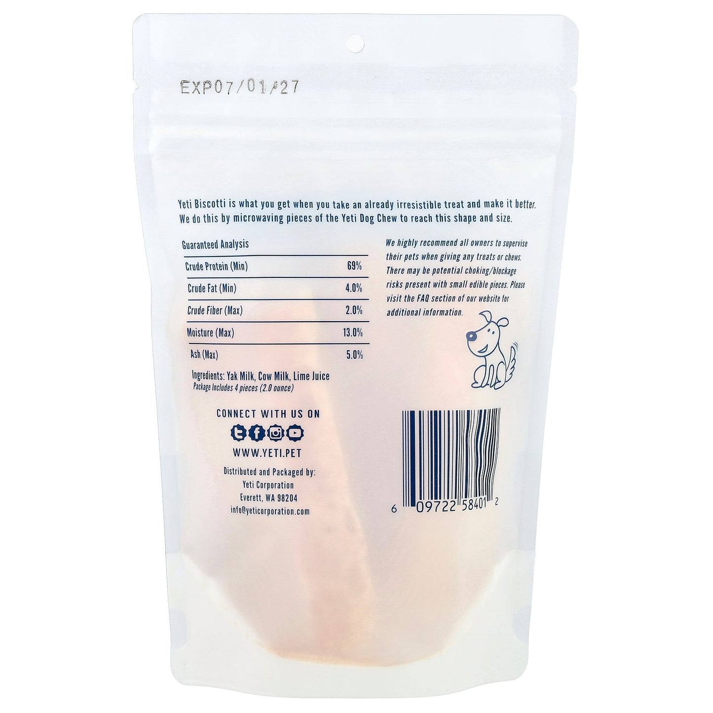 Yeti Dog Chew, Doggy Biscotti, 2 oz