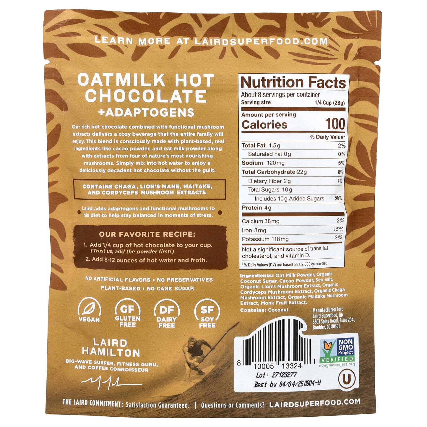 Laird Superfood, Oatmilk Hot Chocolate + Adaptogens, 8 oz (227 g)