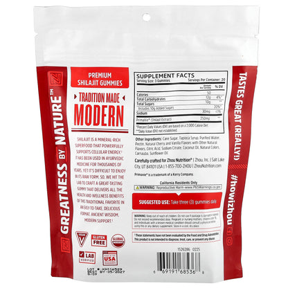 Zhou Nutrition, Shilajit Gummies, Natural Cherry Vanilla, 60 Gummies