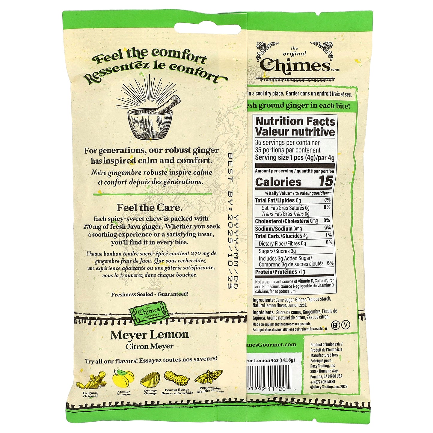 Chimes, Ginger Chews, Meyer Lemon, 5 oz (141.8 g)