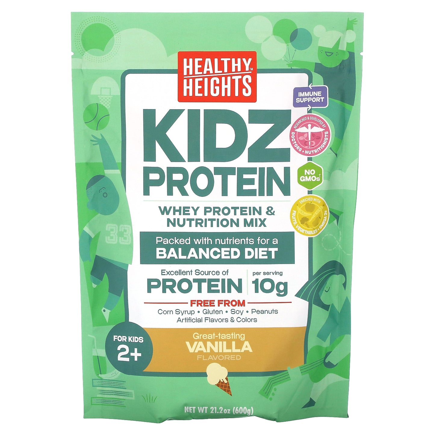 Healthy Heights, Kidz Protein, For Kids 2+, Vanilla, 21.2 oz (600 g)