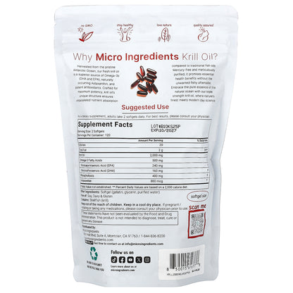 Micro Ingredients, Antarctic Krill Oil, 240 Softgels