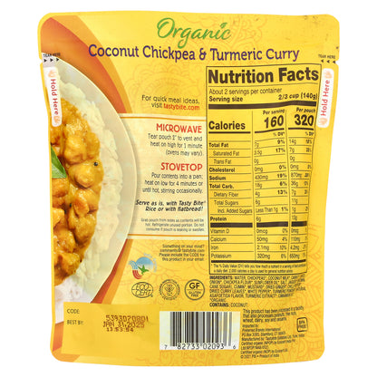 Tasty Bite, Organic Coconut Chickpea & Turmeric Curry, 10 oz (285 g)