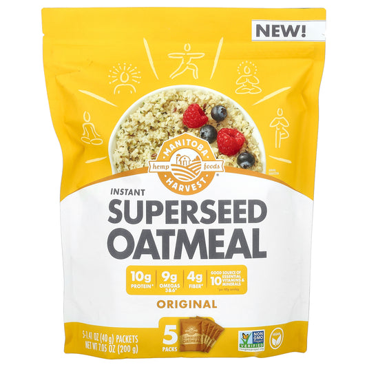 Manitoba Harvest, Instant Superseed Oatmeal, Original, 5 Packets, 1.41 oz (40 g) Each