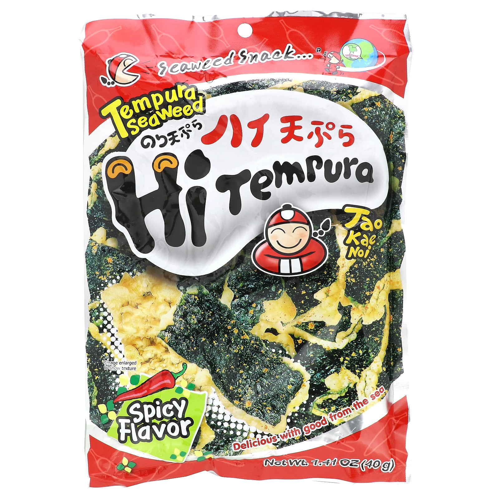 Tao Kae Noi, HiTempura Seaweed Snack, Spicy, 1.41 oz (40 g)
