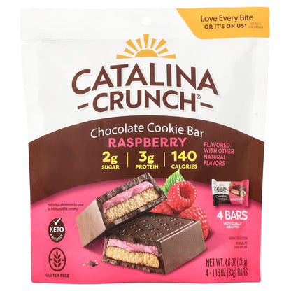 Catalina Crunch, Chocolate Cookie Bar, Raspberry , 4 Bars, 1.16 oz (33 g) Each