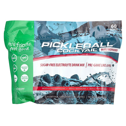 Jigsaw Health, Pickleball Cocktail®, Sugar-Free Electrolyte Drink Mix, Blue Raspberry, 60 Packets, 5.6 g Each