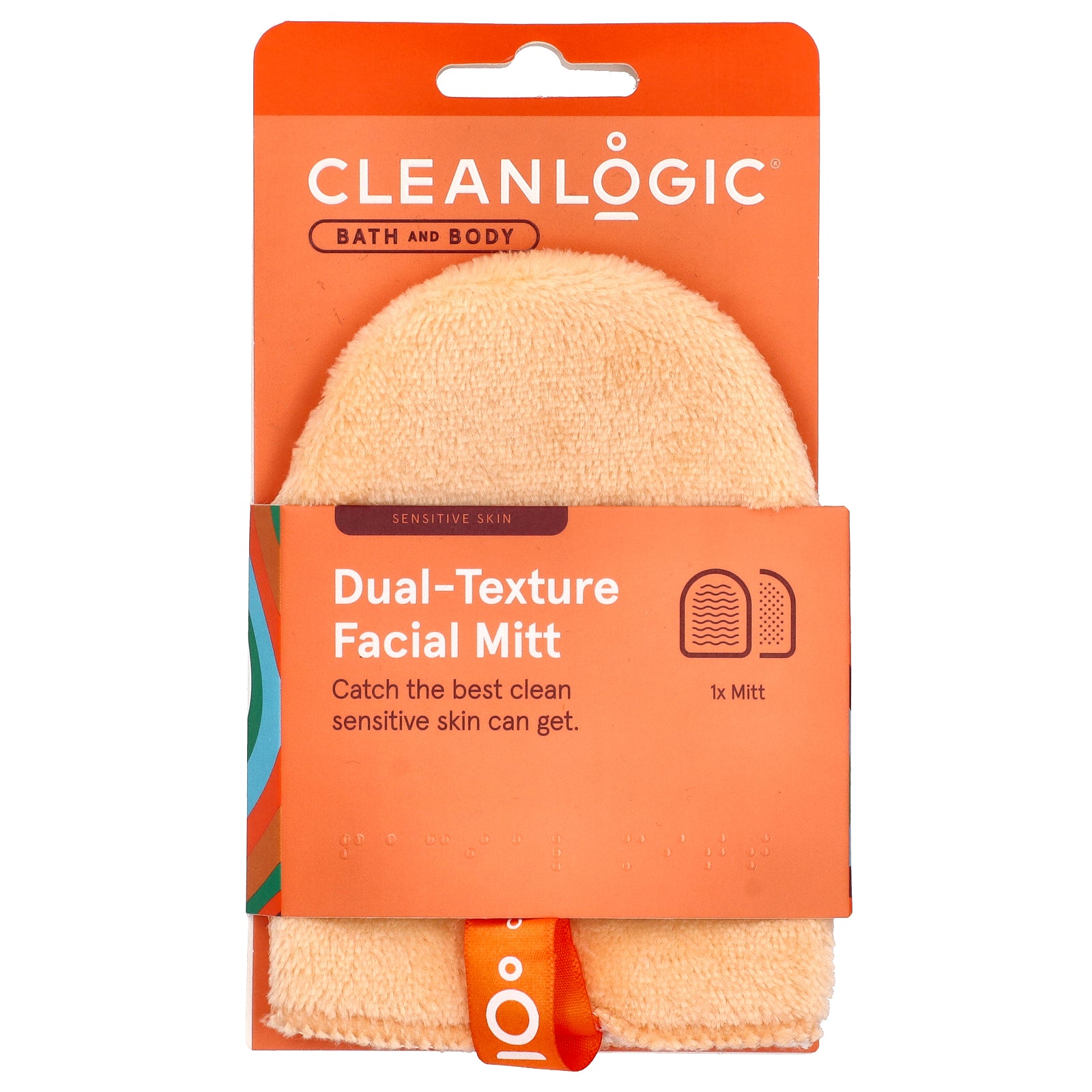 CleanLogic, Bath and Body, Dual-Texture Facial Mitt, 1 Count