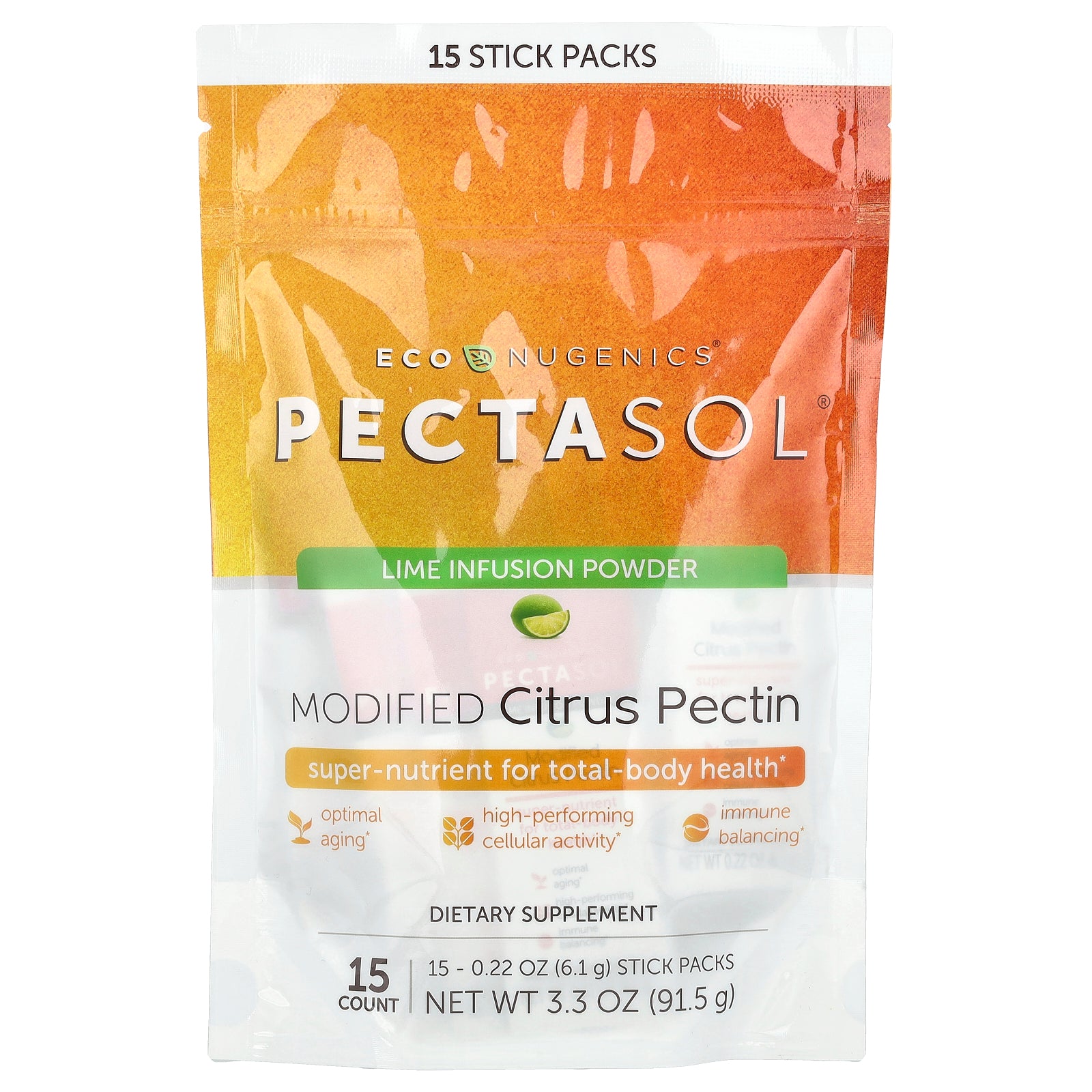 Econugenics, PectaSol® Modified Citrus Pectin, 15 Stick Packs, 0.22 oz (6.1 g) Each