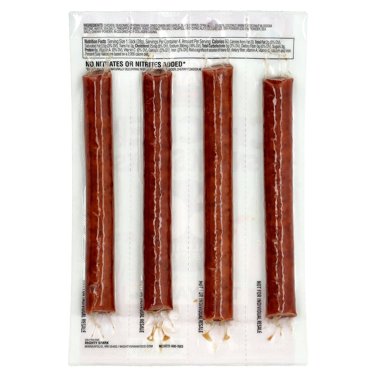 Mighty Spark, Chicken Snack Sticks, Teriyaki Style, 4 Sticks